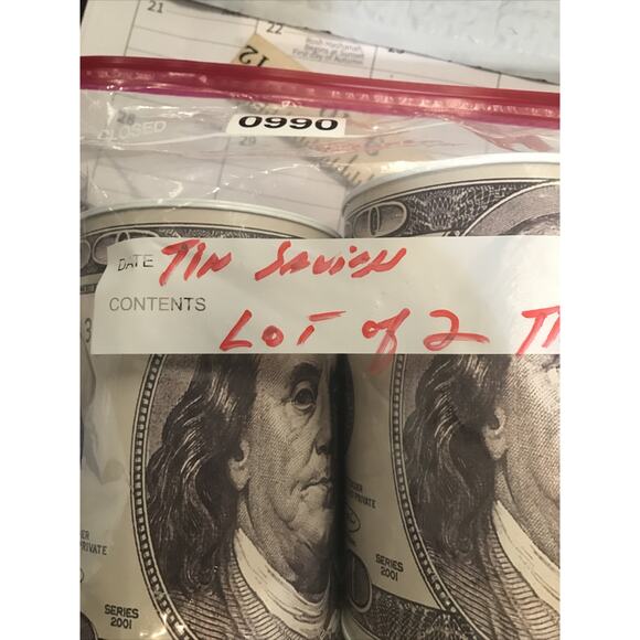 Ben Franklin Hundred Dollar Bill Money Coin Saver Tin Piggy Bank Lot Of 2 - Picture 15 of 15